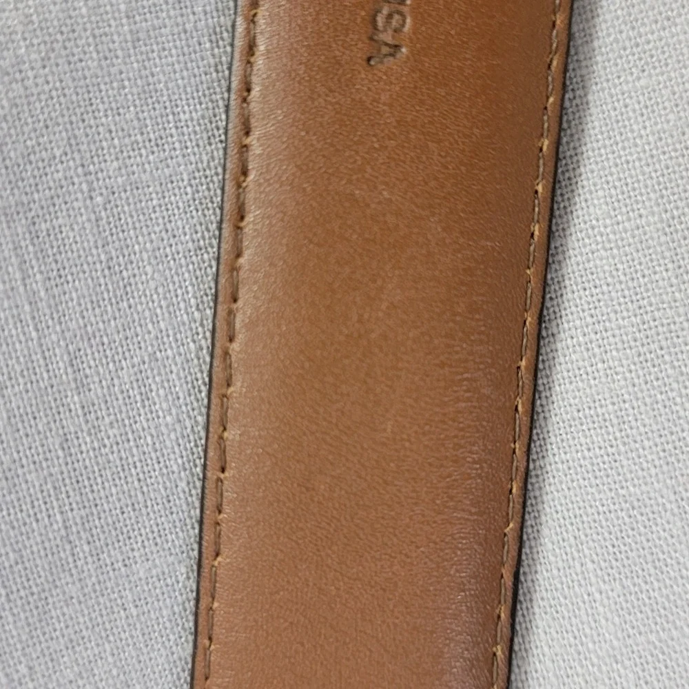 L.L. Bean Mens Brown Leather Belt Solid Brass‎ Buckle Size 36 Made in USA